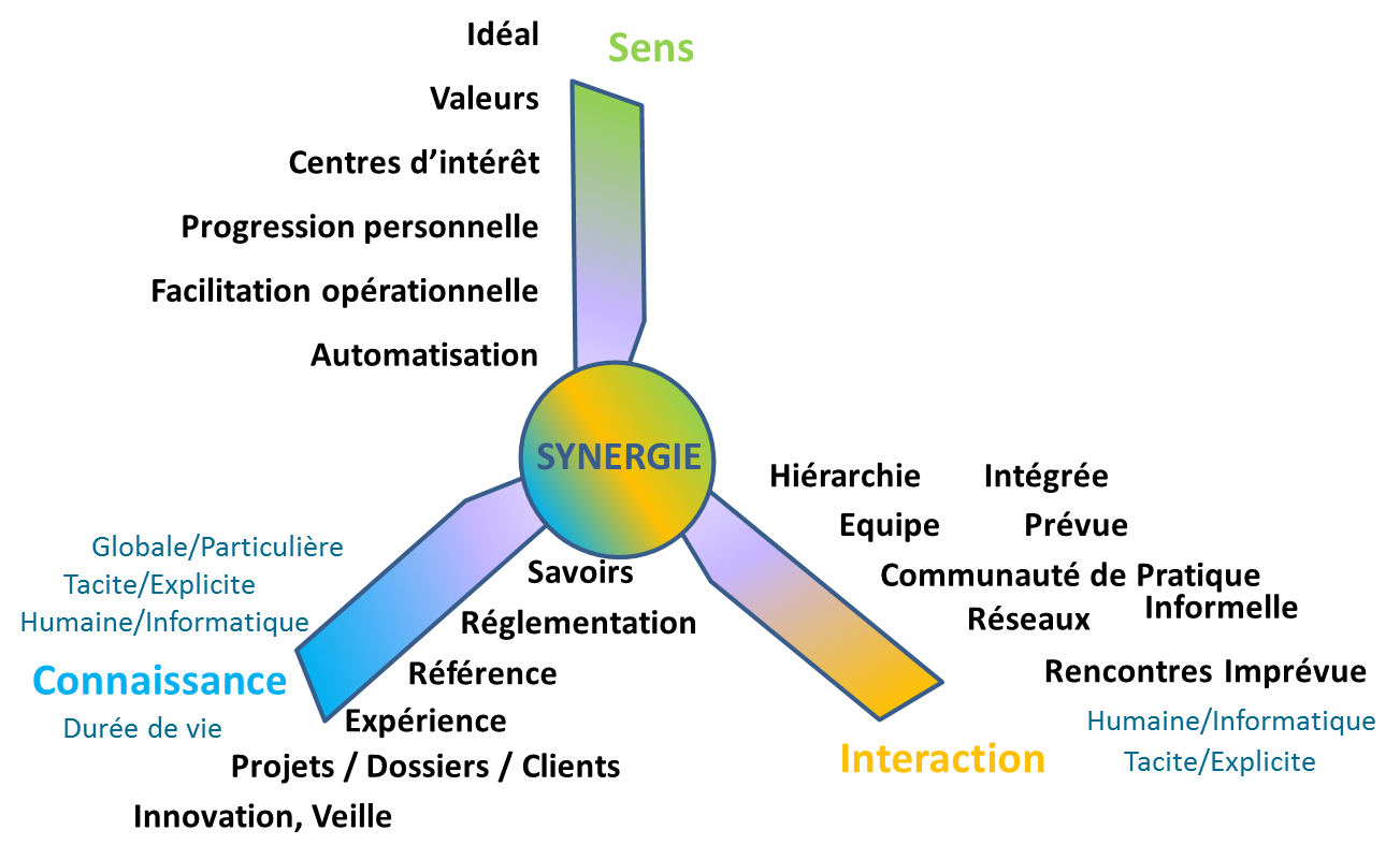 Synthèse des 3 dimensions qui créent la synergie KM - 1